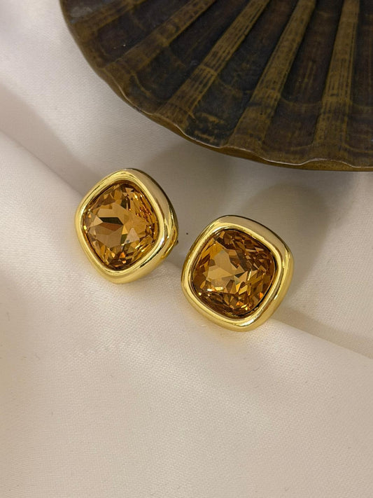 14K Altın Kaplama Baget Taş Küpe