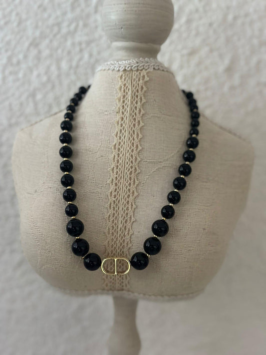 14K Altın Kaplama CD Detaylı Ayarlamalı İnci Kolye