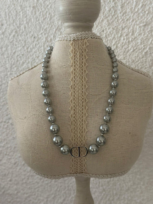 14K Altın Kaplama CD Detaylı Ayarlamalı İnci Kolye