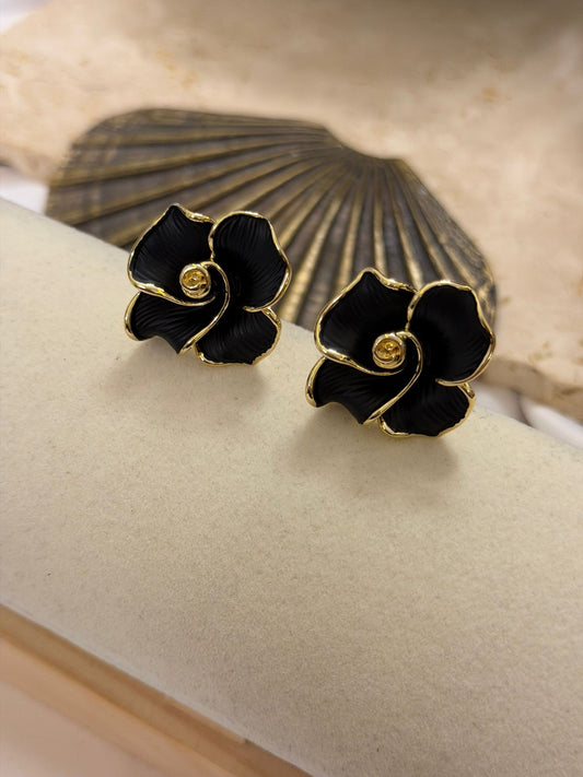 14K Altın Kaplama Çiçek Küpe