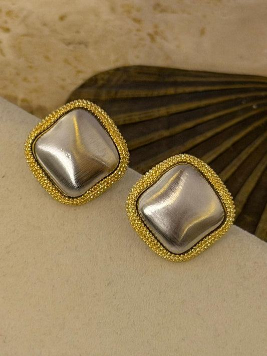 14K Altın Kaplama Çift Renk Küpe