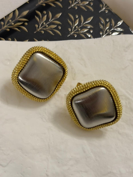 14K Altın Kaplama Çift Renk Küpe