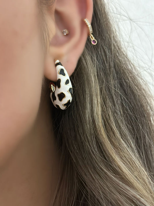 14K Altın Kaplama Desen Detay Halka Küpe