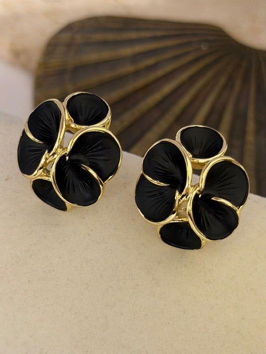 14K Altın Kaplama Gold Detay Çiçek Küpe