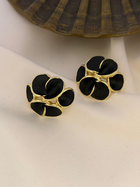 14K Altın Kaplama Gold Detay Çiçek Küpe