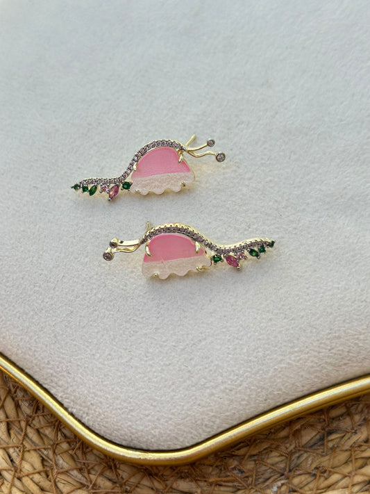 14K Altın Kaplama Renkli Salyangoz Küpe