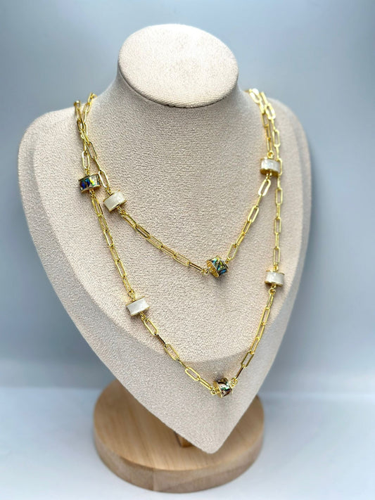 14K Altın Kaplama Uzun Dolamalı Kolye (95Cm)