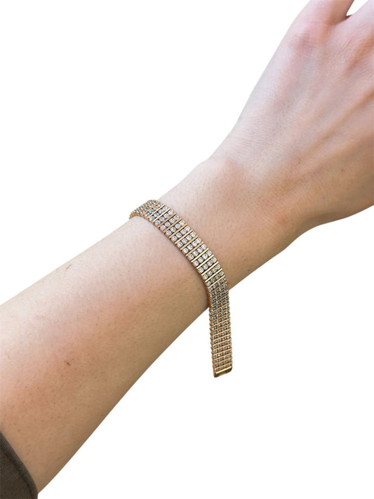 14K Altın Kaplama ve Zirkon Taş Detaylı Gold Bileklik