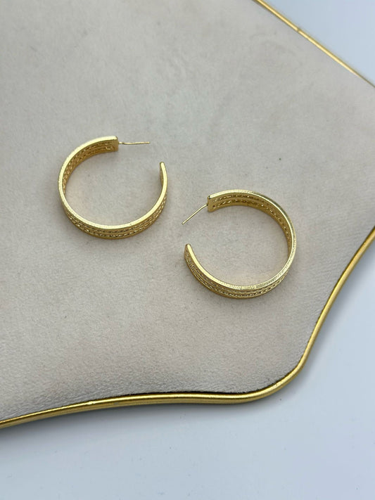 2 Sıra Örgü Detay Halka Küpe (Çelik)