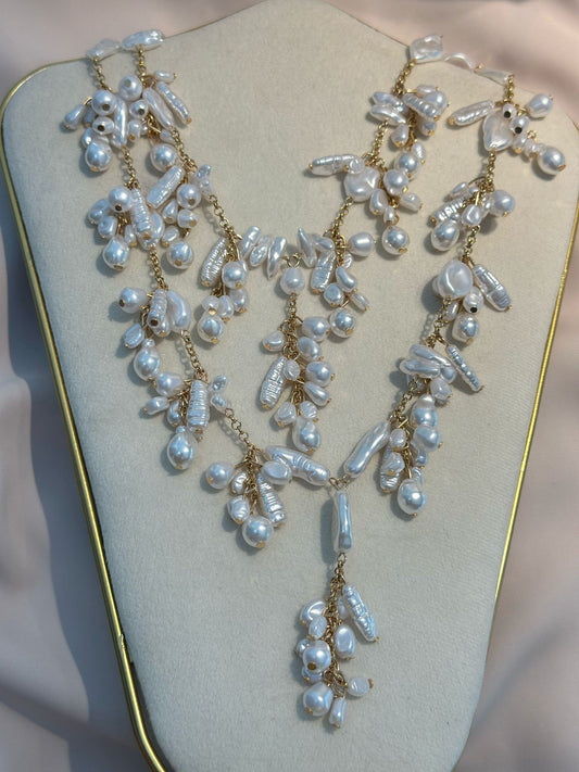 2 Sıra Tasarım Barok İnci Detay Kolye