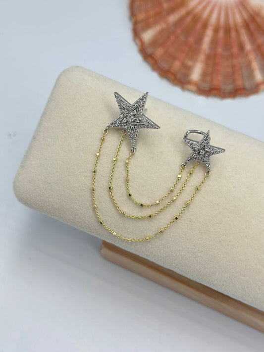 Çift Renk Ve Zirkon Taş Detay Yıldız Kıkırdak (Çelik)