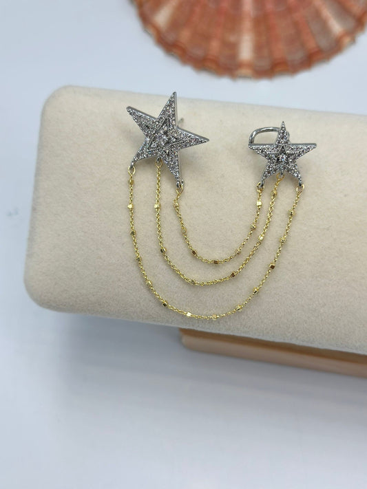 Çift Renk Ve Zirkon Taş Detay Yıldız Kıkırdak (Çelik)