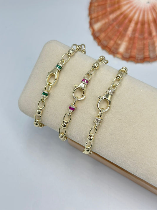 Kristal Taş Detaylı Çelik Bileklik