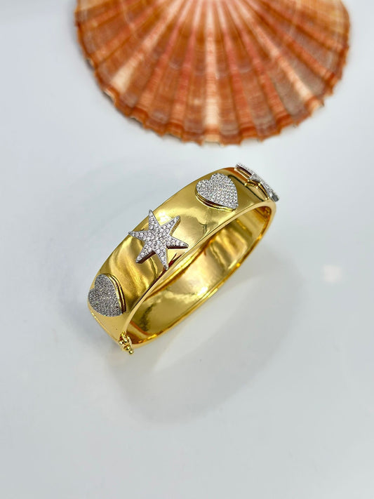 Yıldız Ve Kalp Detay Çelik Kelepçe