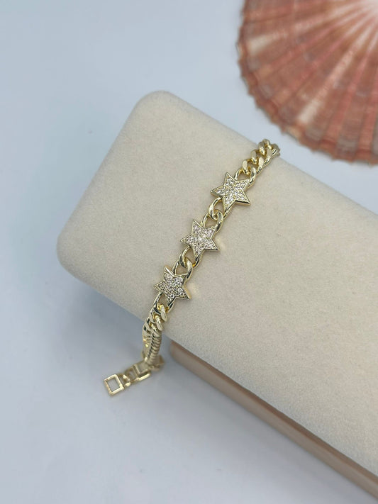Zirkon Taş Detay Yıldız Bileklik (Çelik)