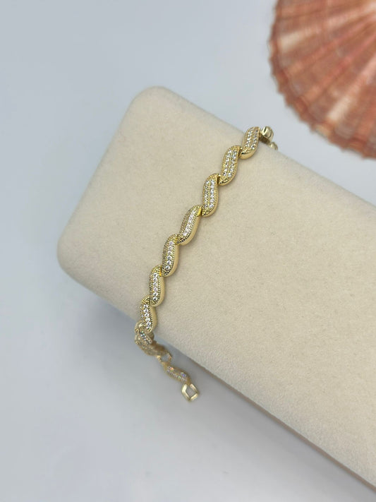 Zirkon Taş Sarmal Detay Çelik Bileklik