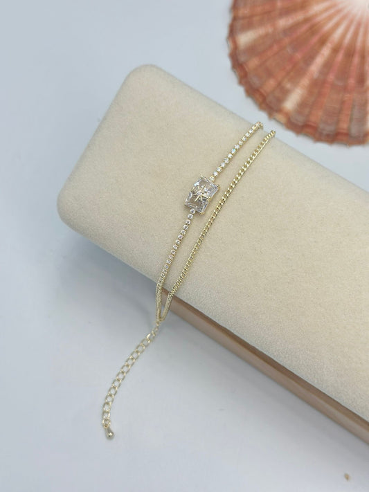 Kutup Yıldızı Baget Taş Detay Bileklik (Pirinç Kaplama)