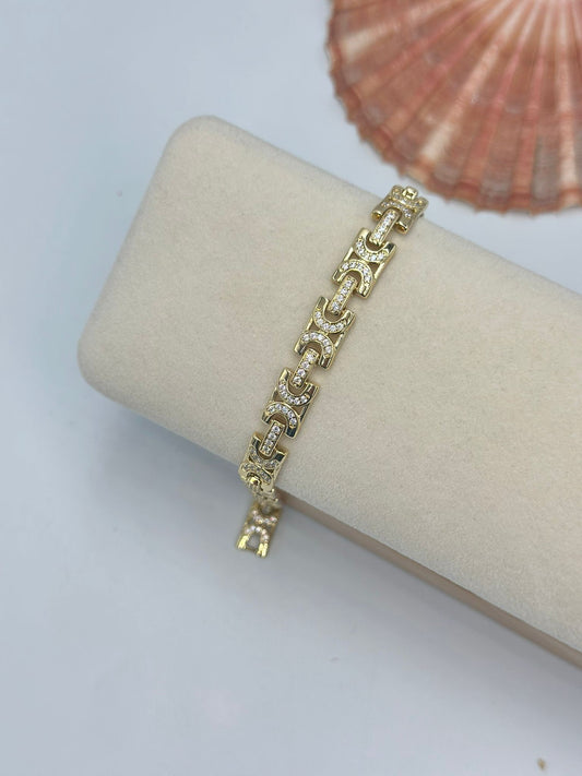 Zirkon Taş Detay Geometrik Bileklik (Çelik)