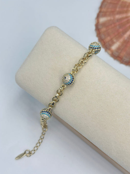 Zirkon Taş Detay Nazar Çelik Bileklik