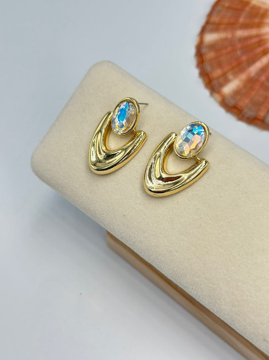 Kristal Taş Detay Küpe (Pirinç Kaplama)