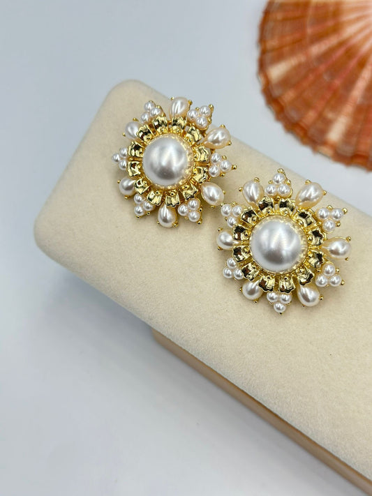 İnci Detaylı Küpe (Pirinç Kaplama)