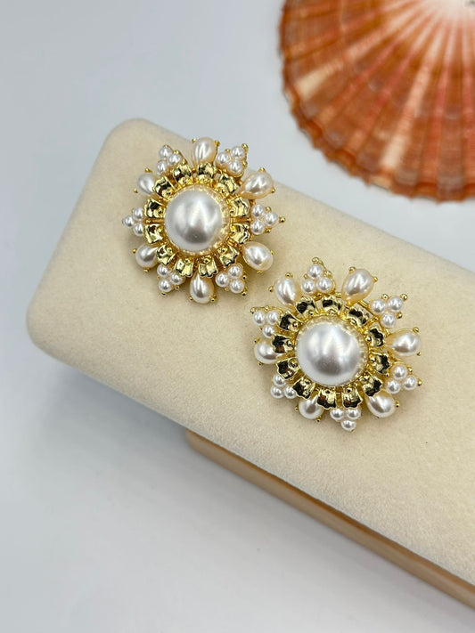 İnci Detaylı Küpe (Pirinç Kaplama)