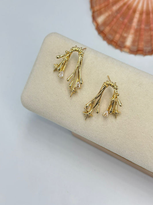 Kutup Yıldız Detay Minimal Küpe (Çelik)