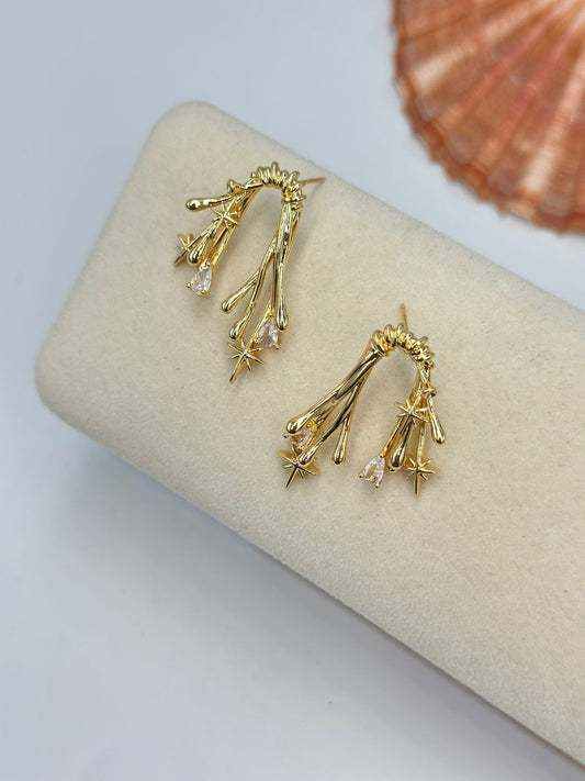 Kutup Yıldız Detay Minimal Küpe (Çelik)