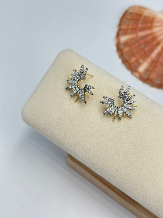 Çift Renk Minimal Yıldız Küpe (Çelik)