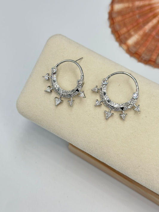 Zirkon Taş Ok Detaylı Küpe (Çelik)