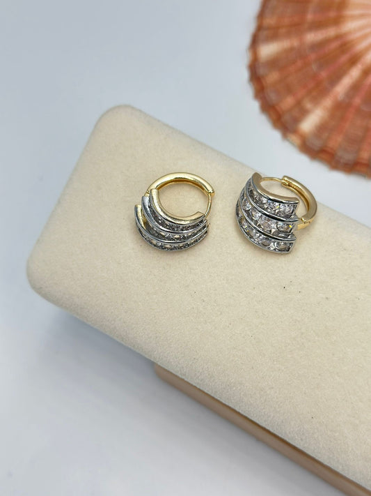 3 Sıra Baget Taş Detay Halka Küpe (Çelik)