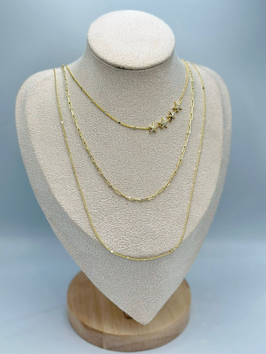 Yıldız Detaylı Çoklu Kolye (Çelik)