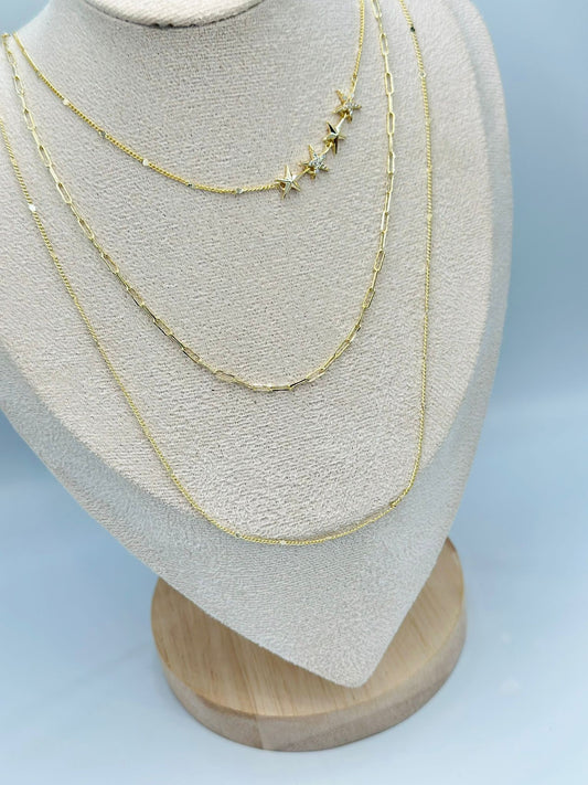 Yıldız Detaylı Çoklu Kolye (Çelik)