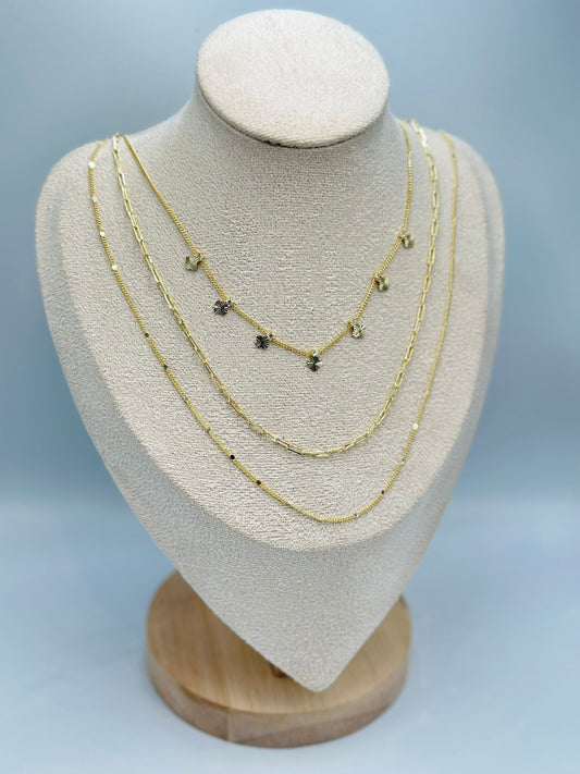 Yonca Charm Detay Set Kolye (Çelik)