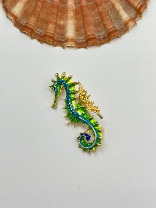 Zirkon Taş Detay Deniz Atı Broş