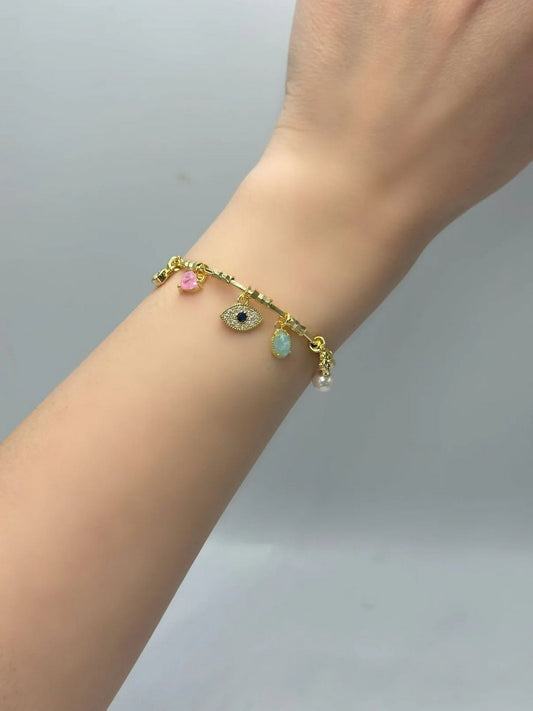 Göz Detay Renkli Çelik Charm Kelepçe