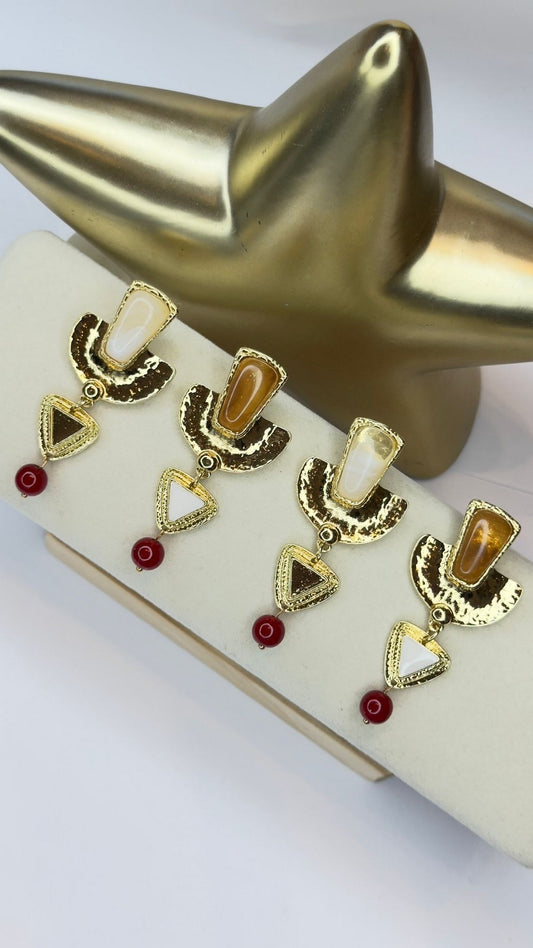 Üçgen Detaylı Sallantılı Küpe (Pirinç Kaplama)