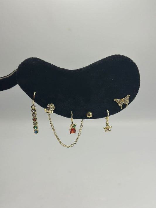 Çok Renkli Detay Set Küpe (Çelik)