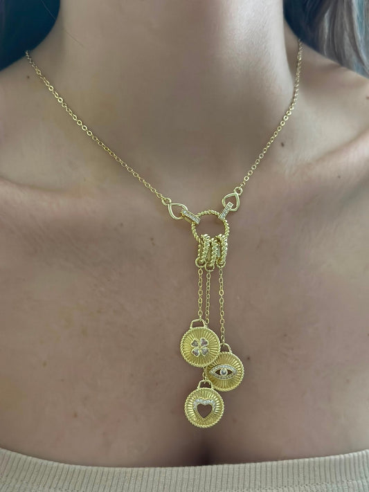 Charm Detaylı Şans Kolyesi (Çelik)