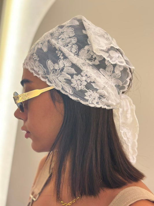 Çiçek Detay Dantel Bandana