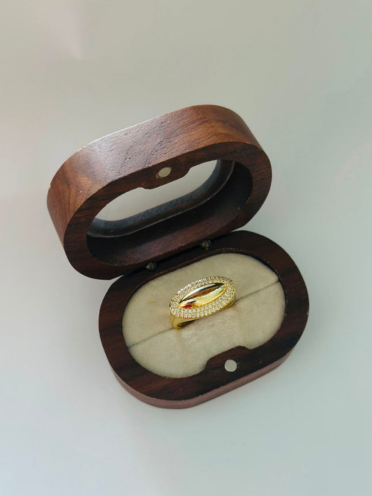 Oval Kesim Zirkon Taş Detay Ayarlamalı Çelik Yüzük