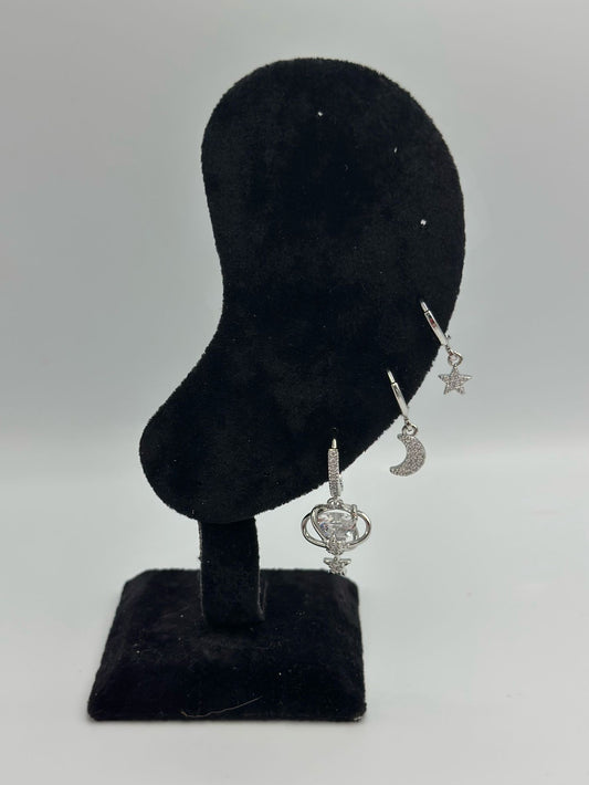 Ay Ve Yıldız Detaylı Premium Set Küpe