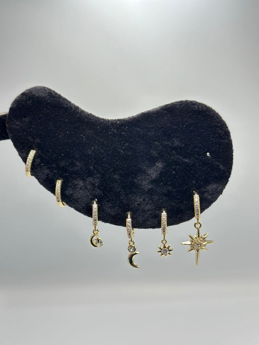 Ay Ve Yıldız Set Küpe (Çelik)