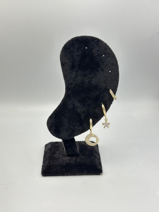 Ay Yıldız Set Küpe (Çelik)