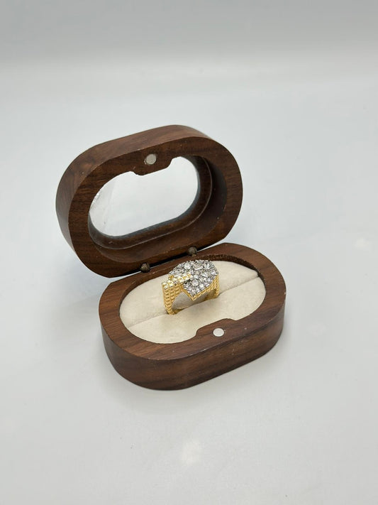 Baget Taş Detay Çift Renk Ayarlamalı Yüzük (Pirinç Kaplama)