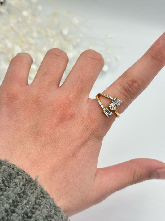 Baget Taş Detaylı Önden Ayarlamalı Yüzük (Çelik)