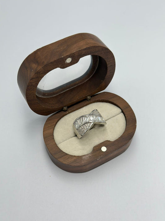 Baget Taş X Yüzük (Ayarlamalı) (Pirinç Kaplama)