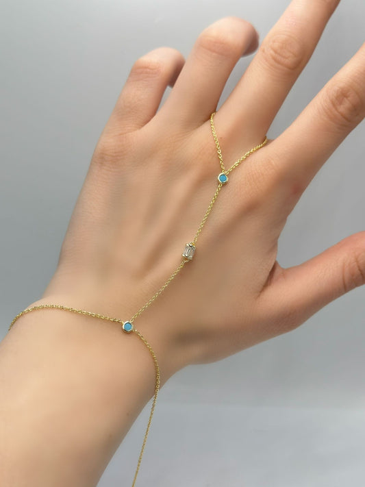 Baget Ve Mavi Taş Detaylı Çelik Şahmeran