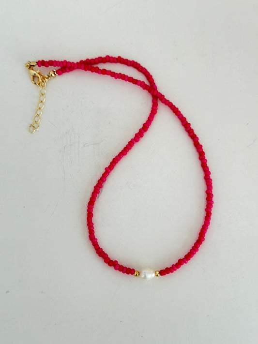 Barok İnci Detaylı Renkli Boncuk Kolye