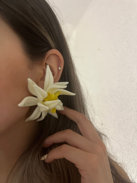 Boncuk Detaylı Çiçek Premium Küpe